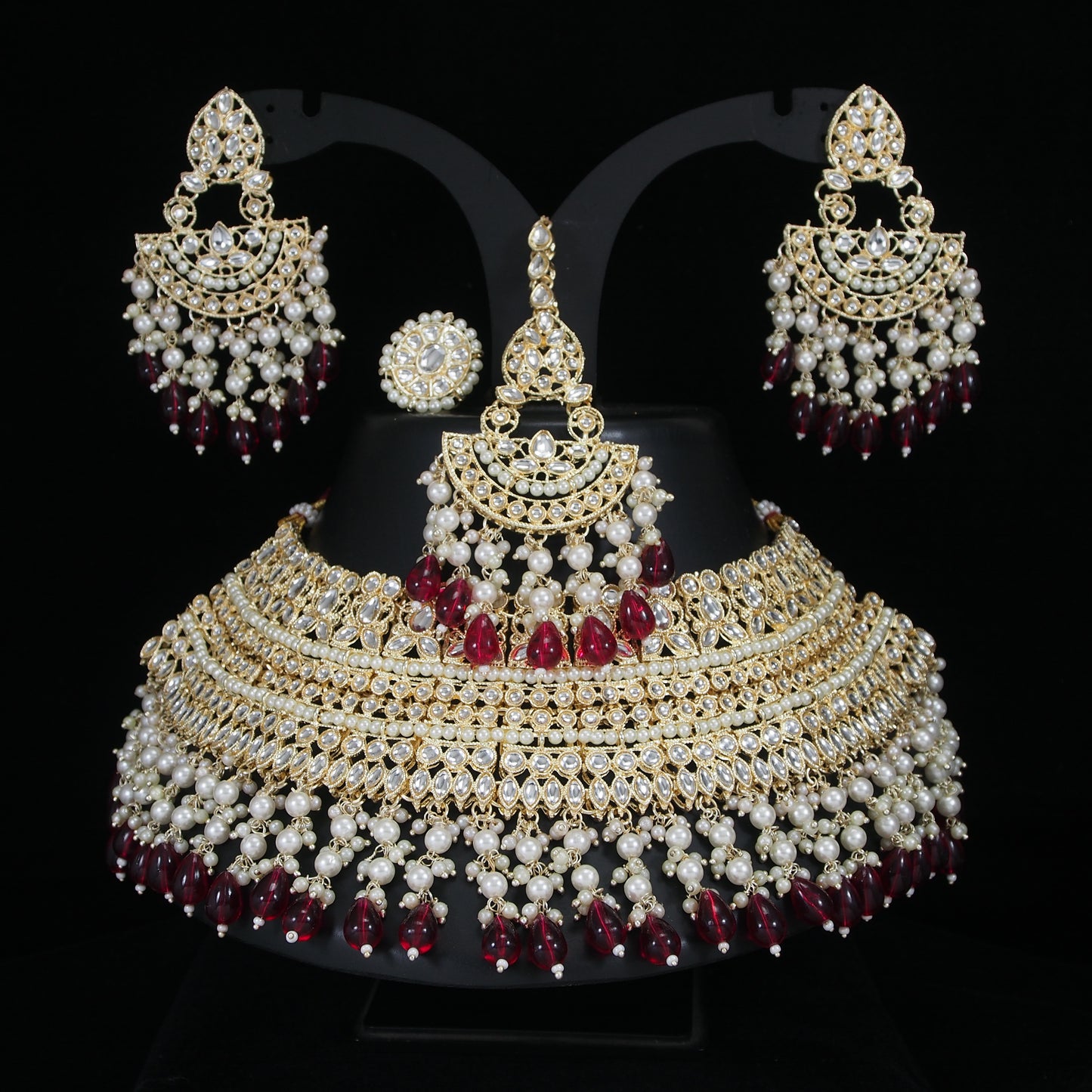 Emerald Green Pearl Bridal Jewellery Set