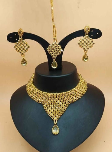 Gold Plated CZ Stone Choker Jewellery Set