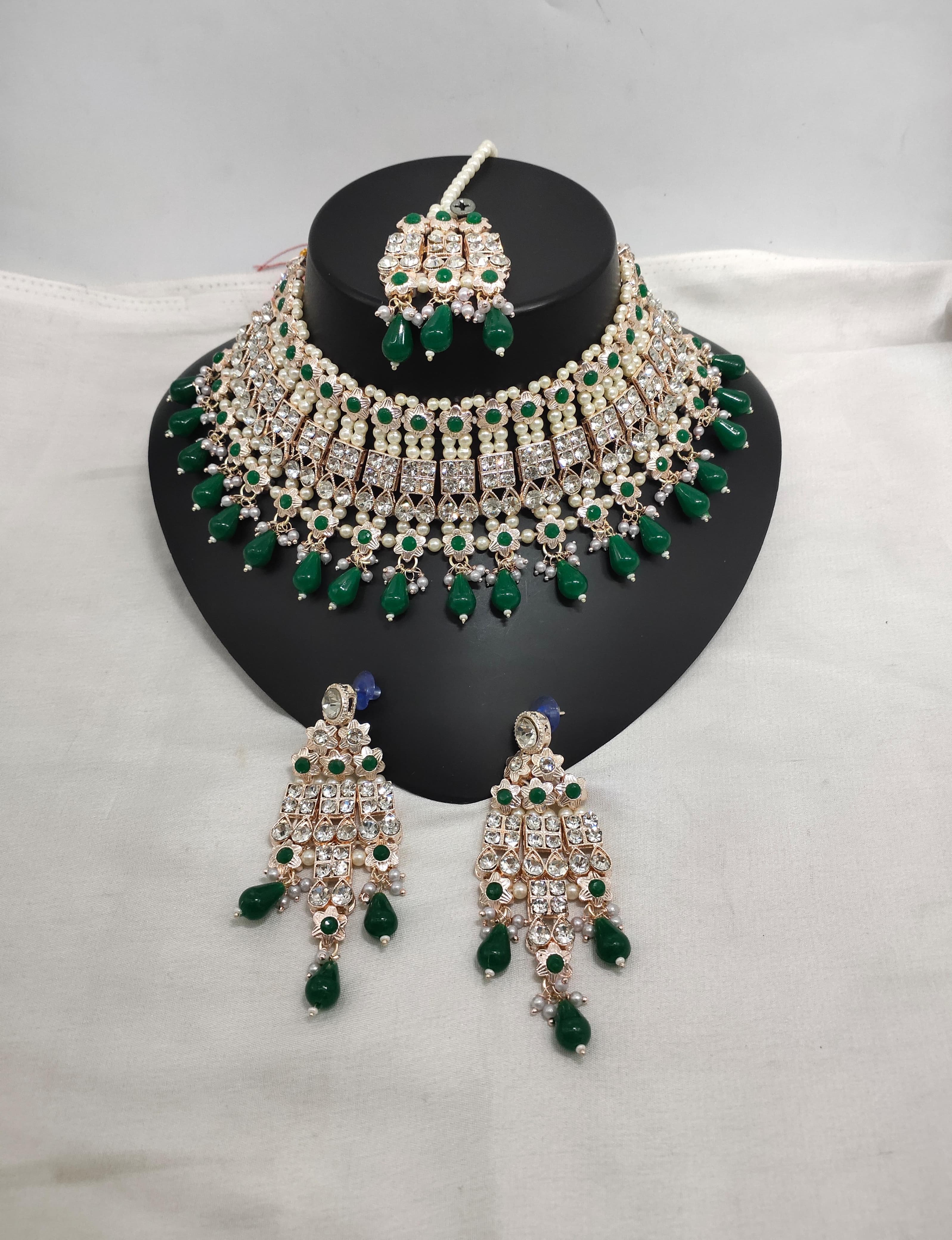 Gold Plated CZ Stone Choker Jewellery Set
