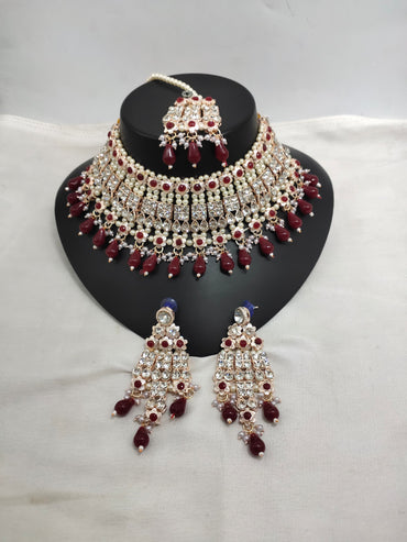 Gold Plated CZ Stone Choker Jewellery Set