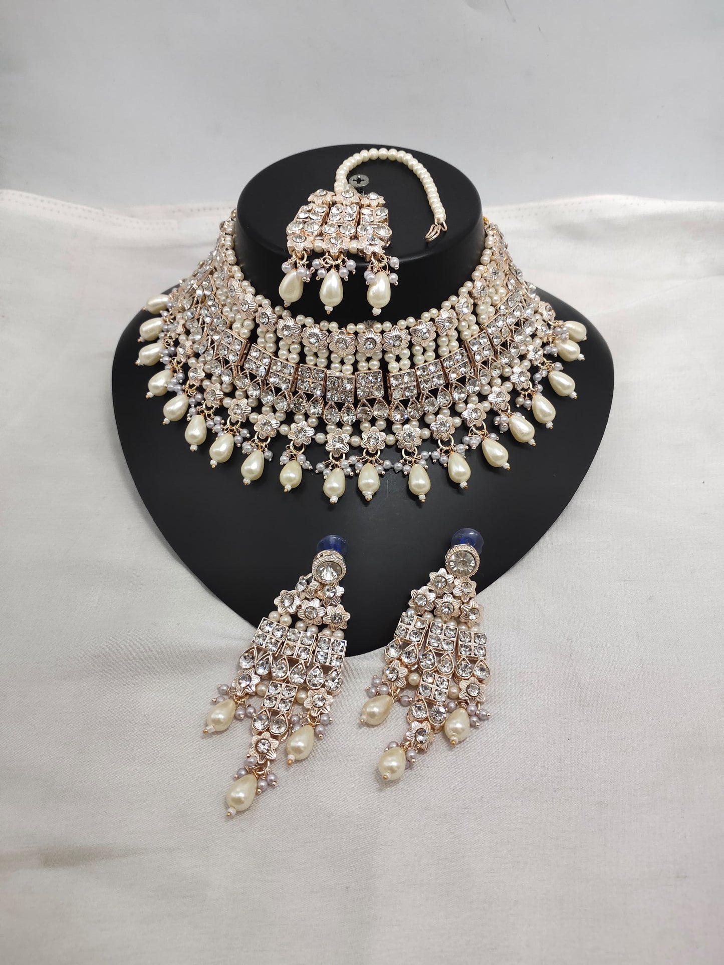 Gold Plated CZ Stone Choker Jewellery Set