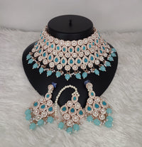 CZ Stone Rose Gold Plated Choker Jewellery Set