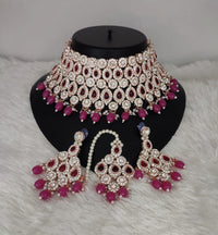 CZ Stone Rose Gold Plated Choker Jewellery Set