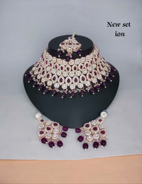 CZ Stone Rose Gold Plated Choker Jewellery Set