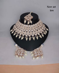 CZ Stone Rose Gold Plated Choker Jewellery Set