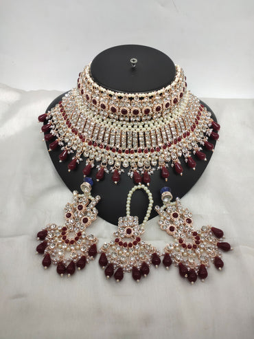 CZ Stone Rose Gold Plated Choker Jewellery Set