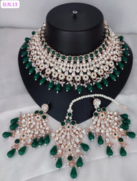 CZ Stone Rose Gold Plated Choker Jewellery Set
