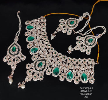 New CZ Stone Rose Gold Plated Choker Jewellery Set