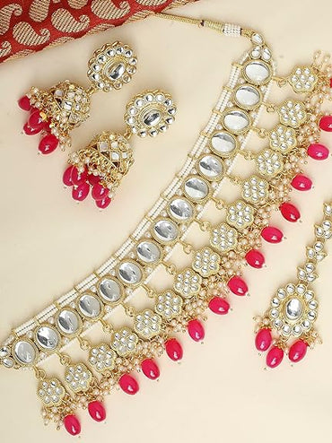 Kundan Stone Gold Plated Choker Jewellery Set