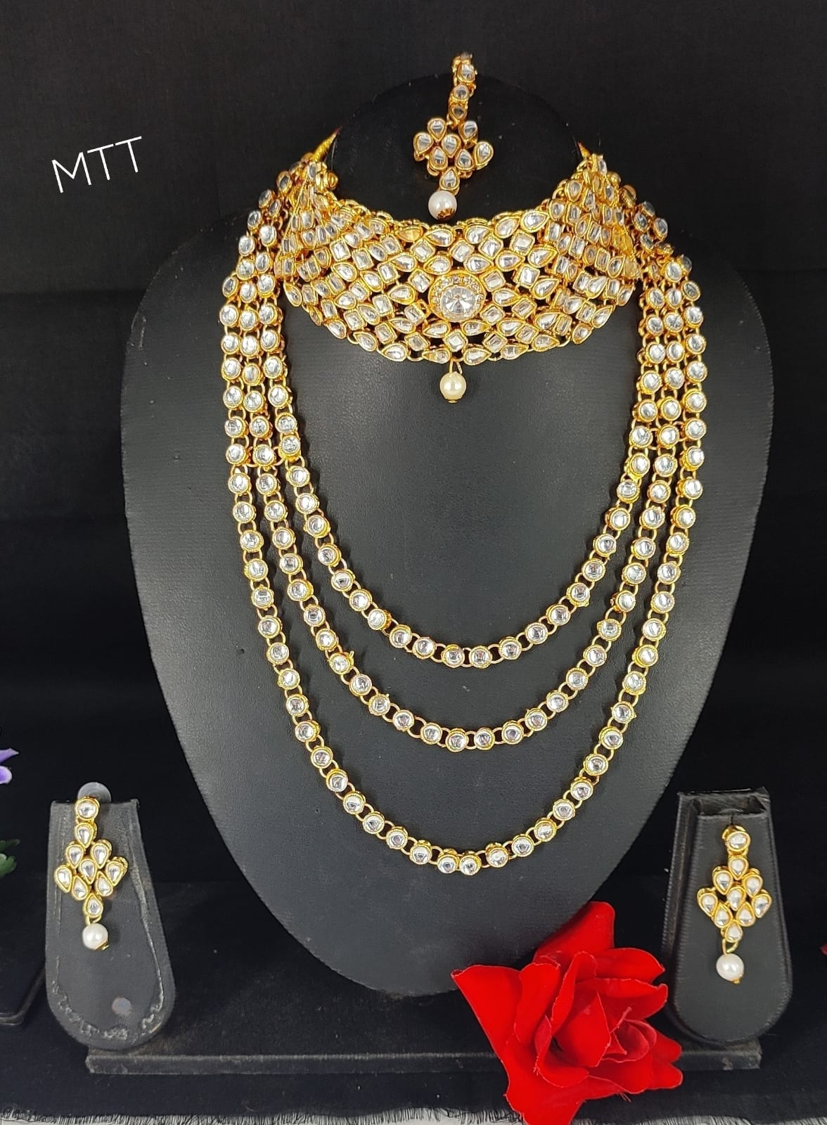 CZ Stone Gold Plated Choker Jewellery Set