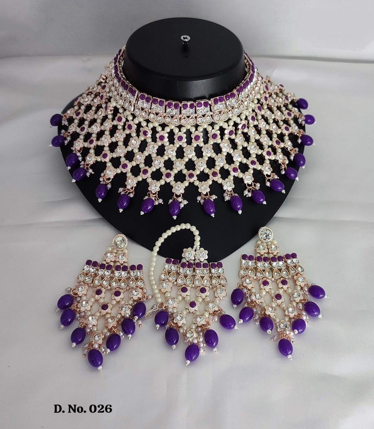Rose Gold Plated CZ Stone Choker Jewellery Set