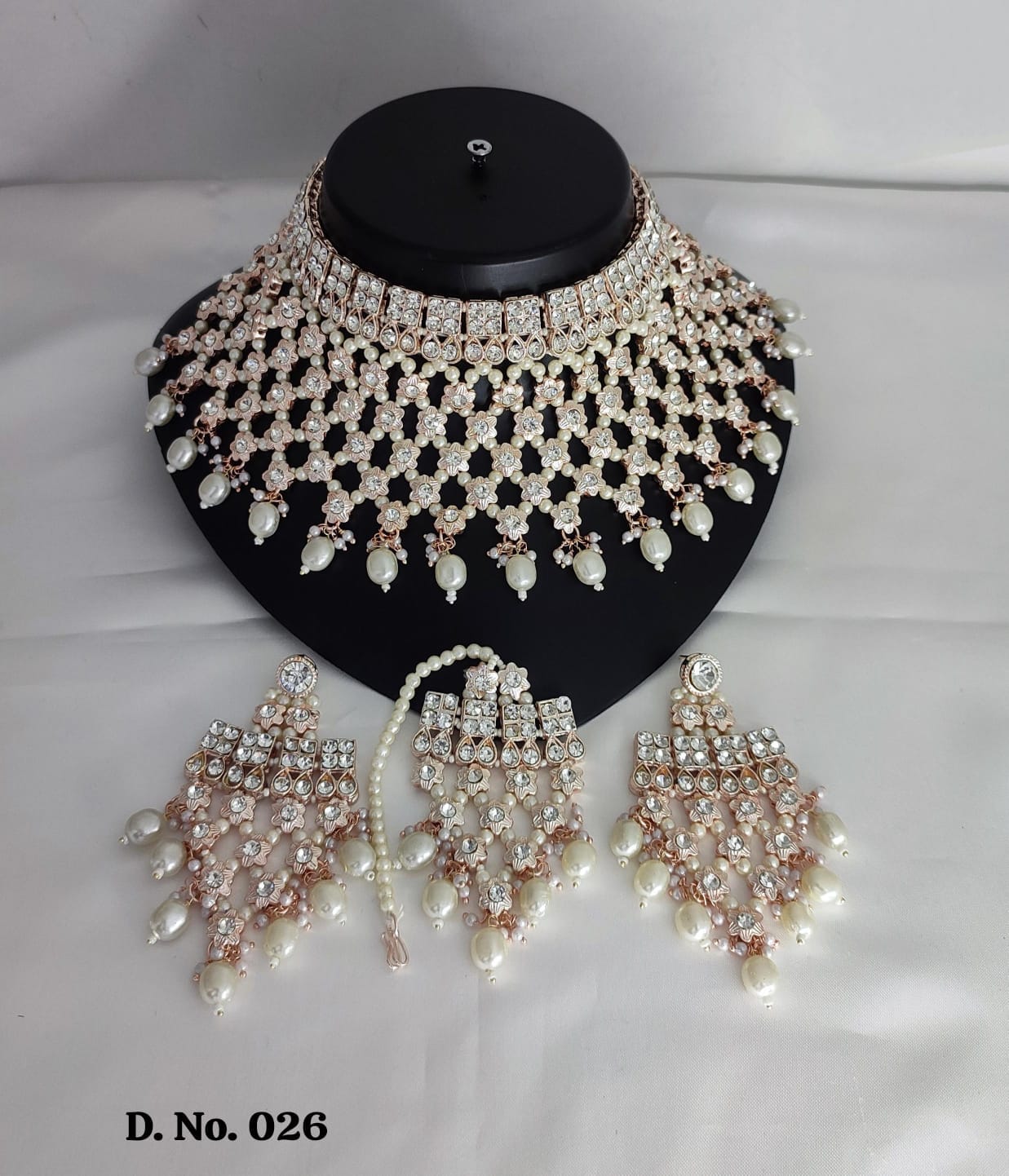 Rose Gold Plated CZ Stone Choker Jewellery Set