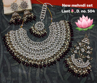 Choker Kundan Stone Antique Gold Plated Jewellery Set
