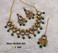 Fashionable Antique Gold Plated Choker Jewellery Set