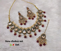 Fashionable Antique Gold Plated Choker Jewellery Set