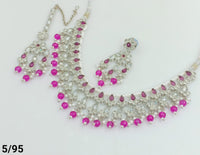 Elegant Pink Silver-Finish Choker Set