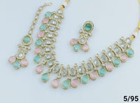 Gold Polish Kundan Stone Choker Jewellery Set