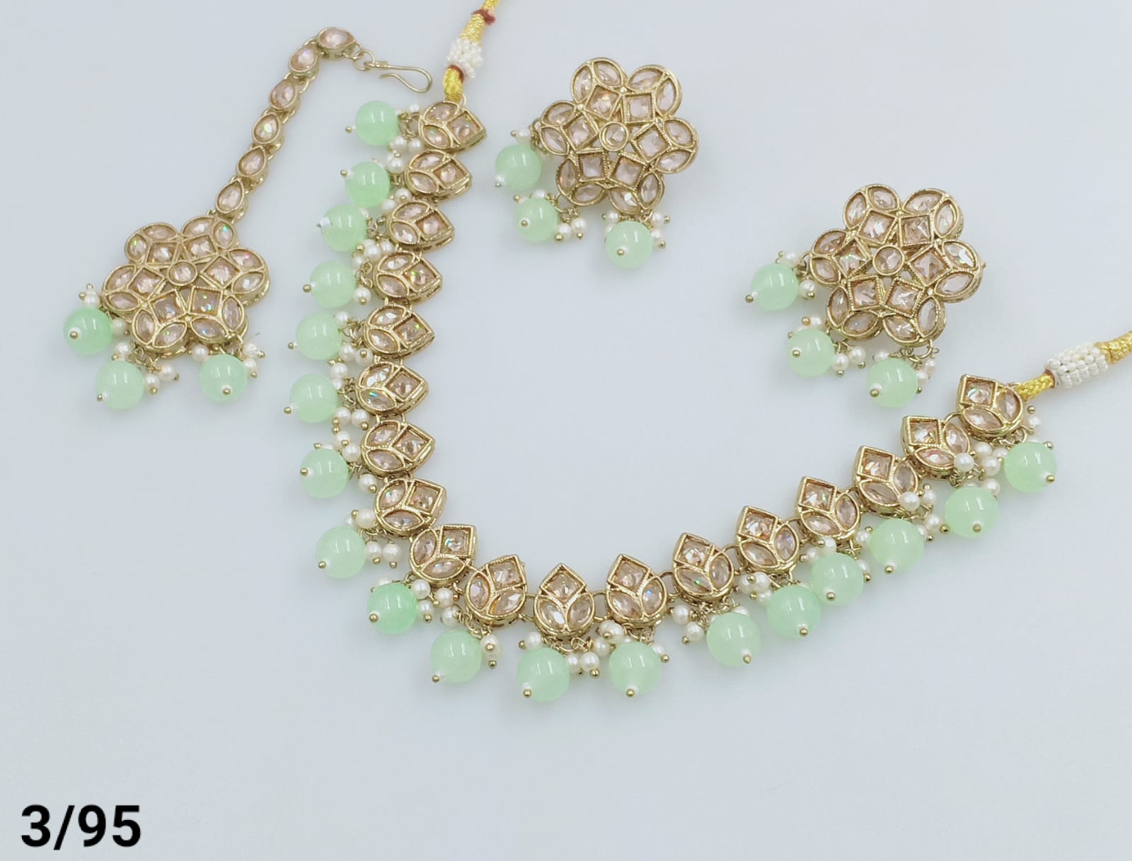 Latest Stylish Drop Choker Necklace Set With Earrings And Mangtika Set