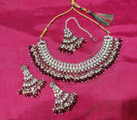 Elegant Pink Shimmering White Crystal Choker Set