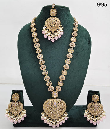 Necklace Set with Earrings & Maang Tikka – Traditional Long Set for Wedding & Festive Wear
