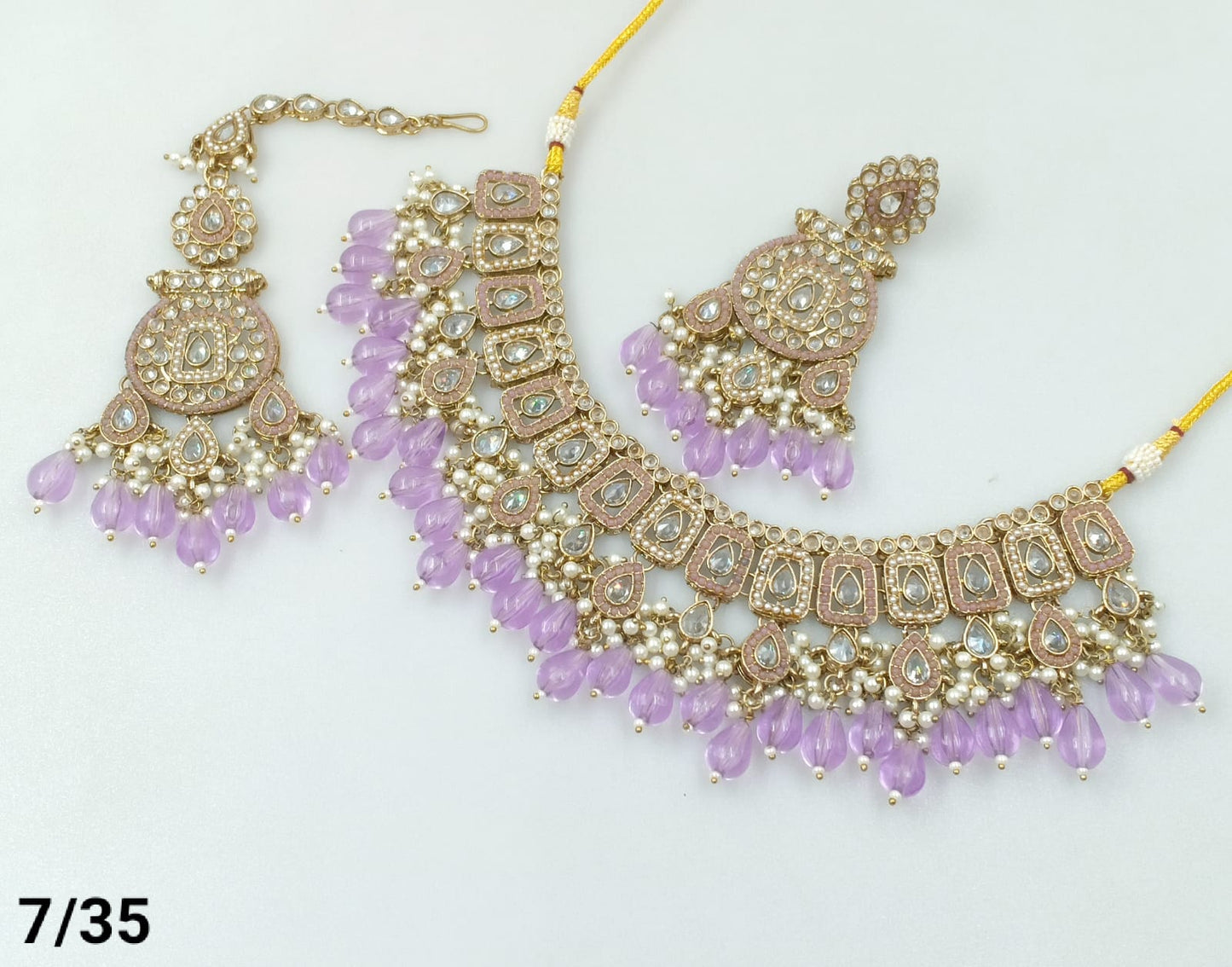 Lavender Enamel & Gold-Tone Choker Set