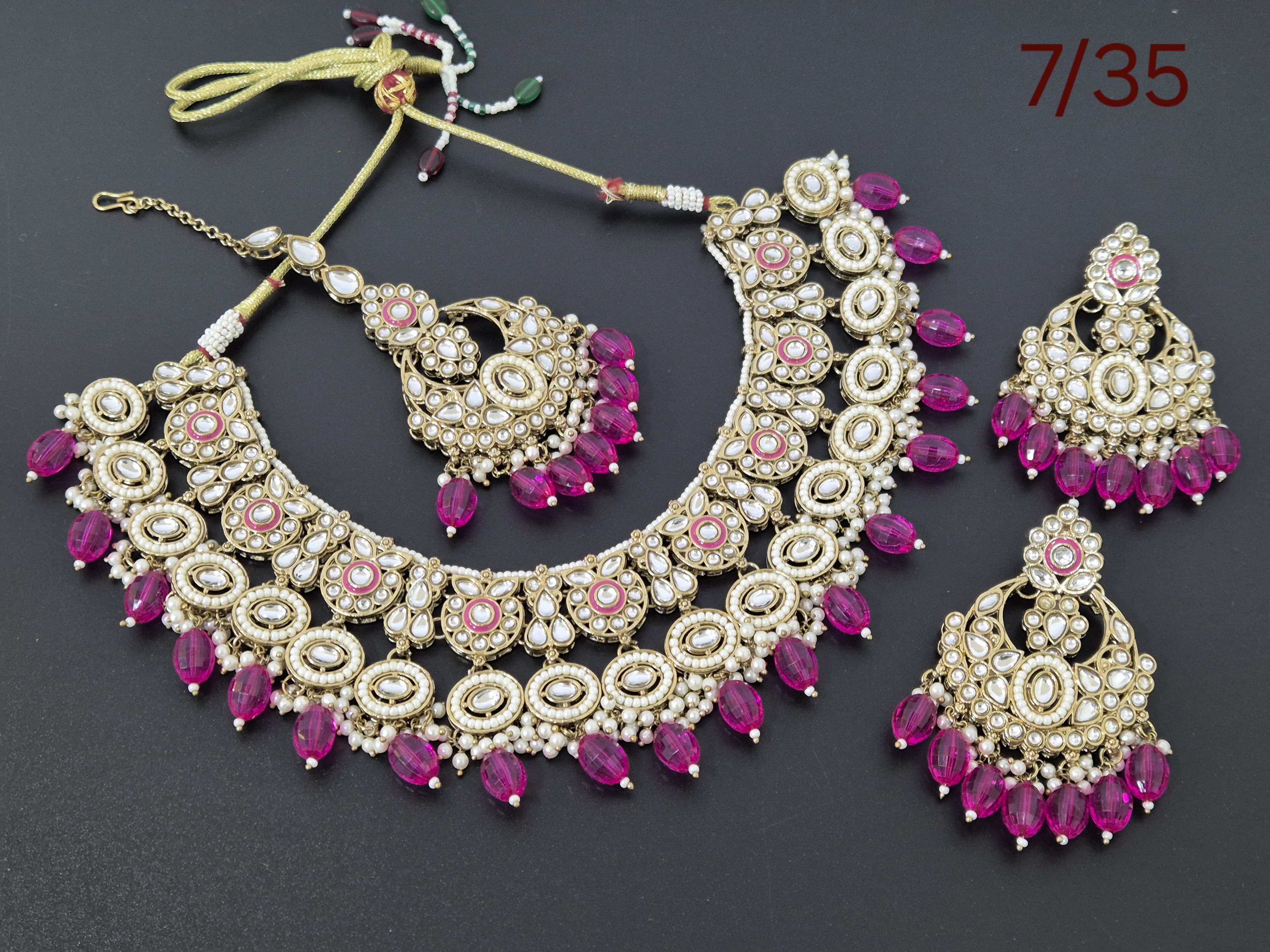 Multi-Strand Rani Pink Bridal Jewellery Set