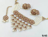 Tiered Emerald Choker Set  with Multi-Strand Pearls