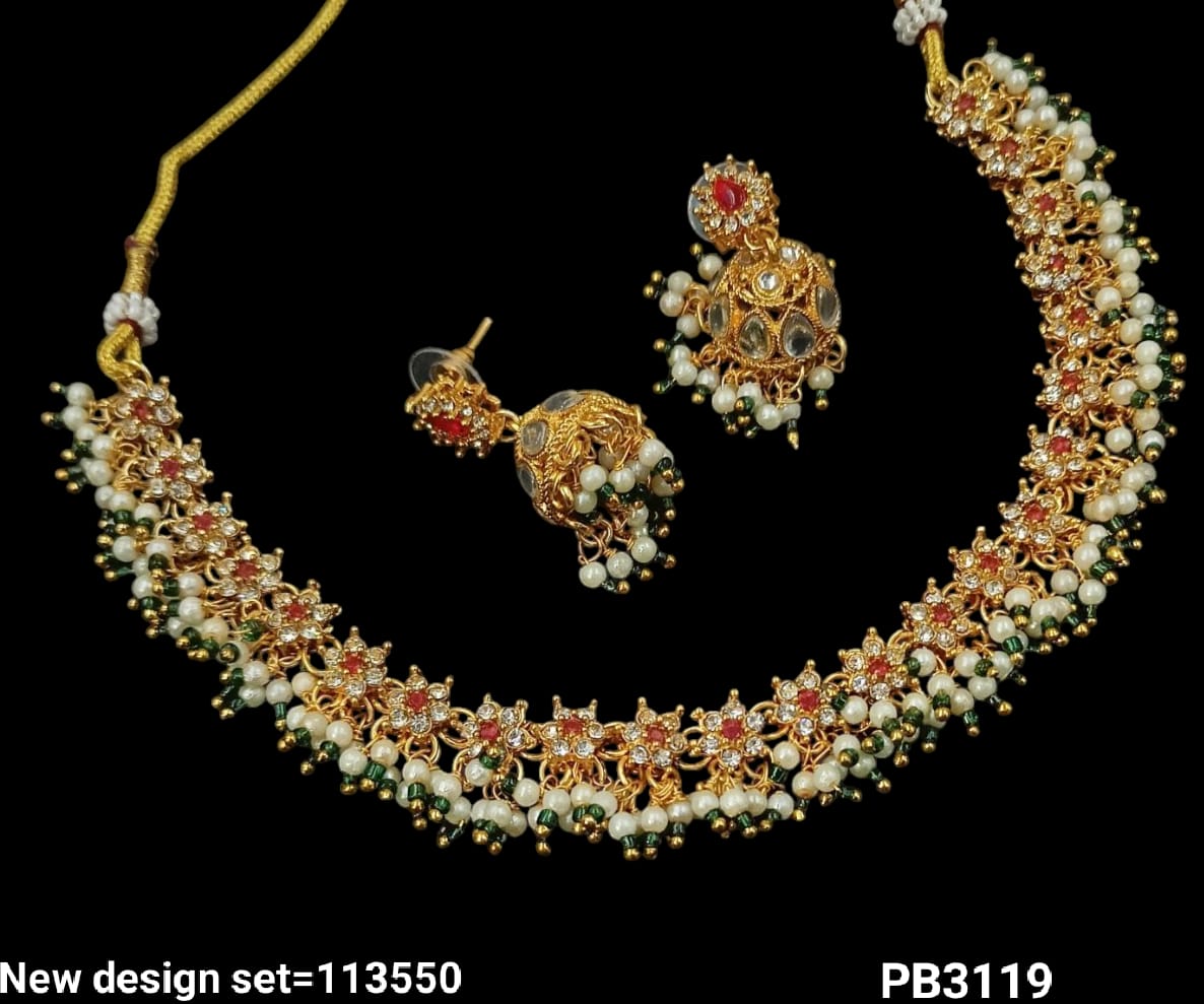 Gold Plated CZ Stone Choker Jewellery Set