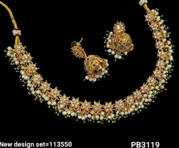 Gold Plated CZ Stone Choker Jewellery Set