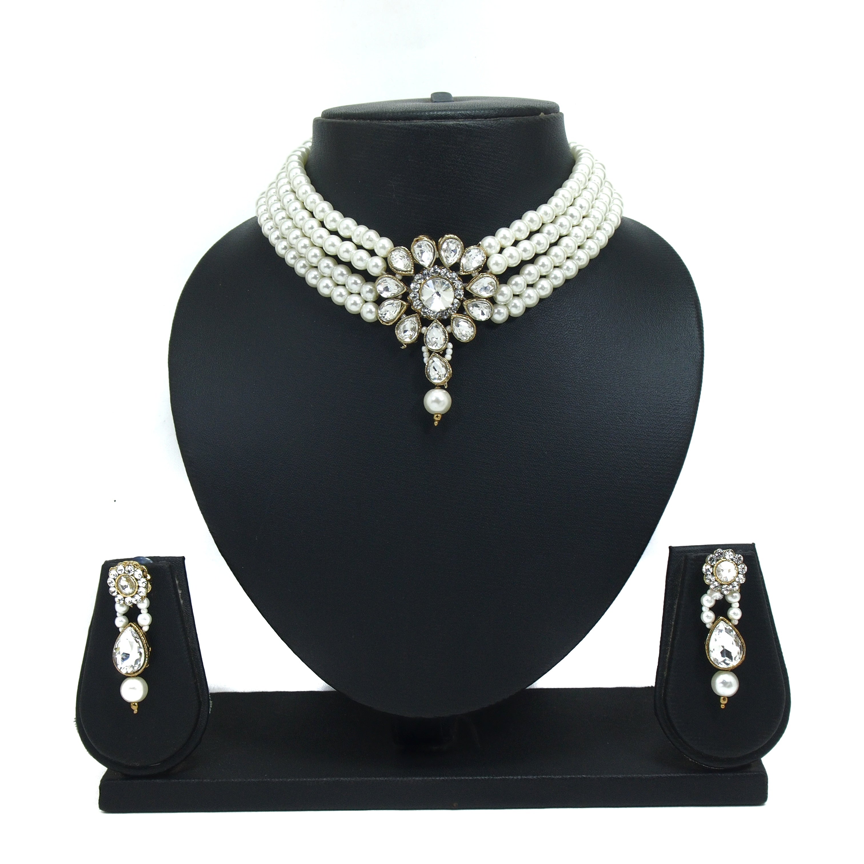 Gold Plated CZ Stone Choker Jewellery Set