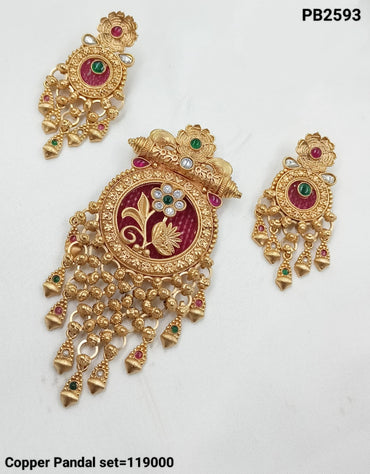 Floral Design Traditional Copper Pendant Set