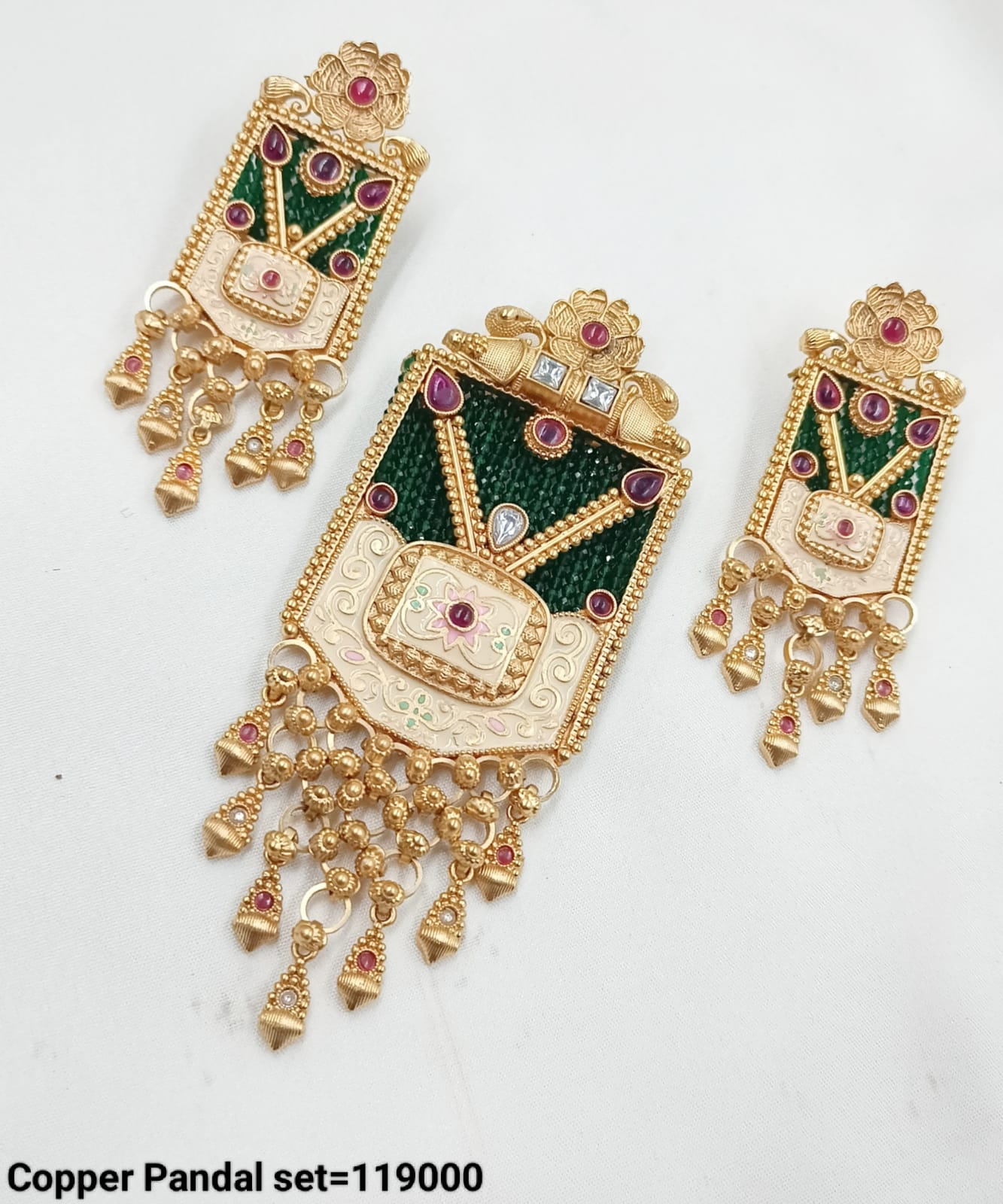Regal Rectangle Traditional Copper Pendant Set