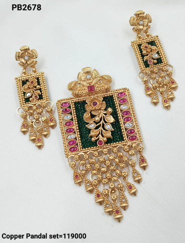 Floral Motif Traditional Copper Pendant Set