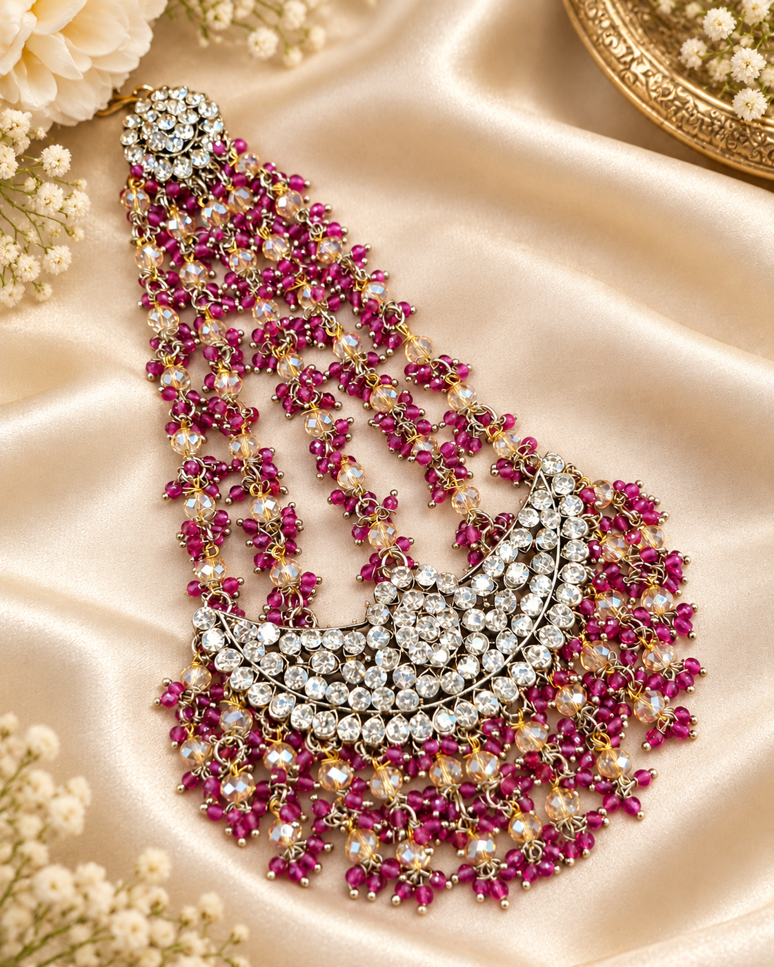 Chand Motif Crystal Hair Accessory / Bridal Jhoomar
