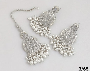 Silver Plated Earring Mangtika Set