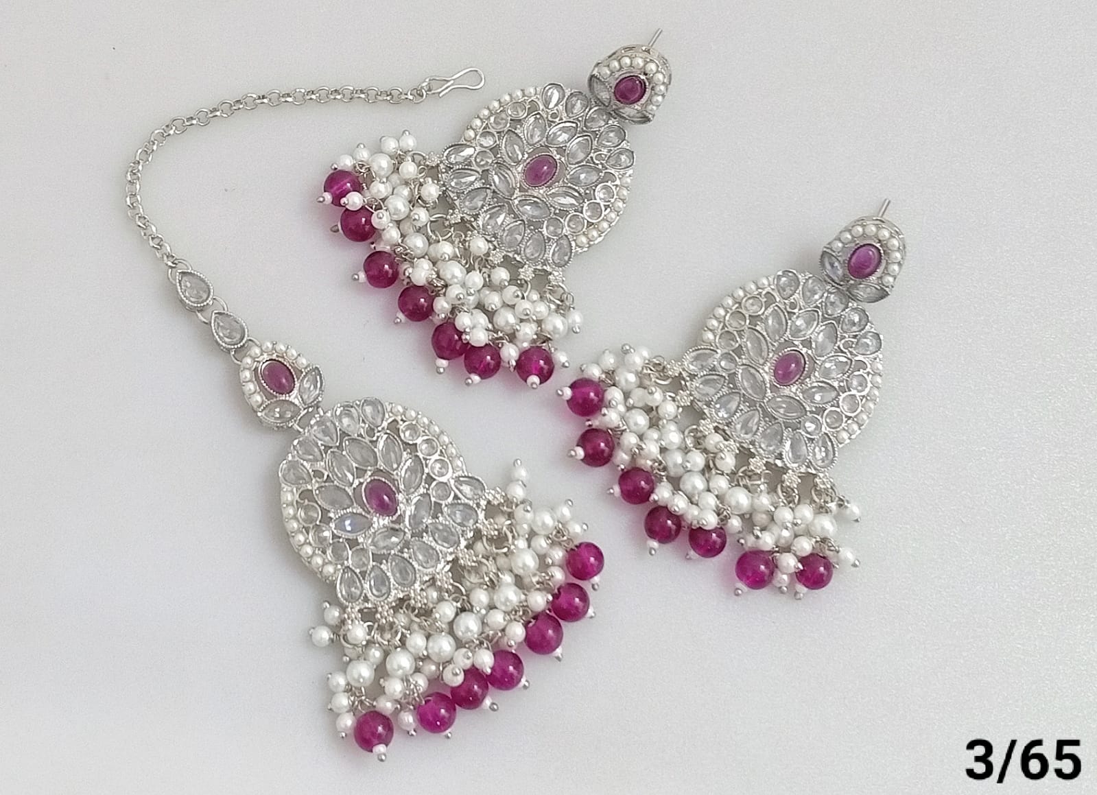 Silver Plated Earring Mangtika Set