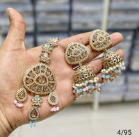 Antique Gold Plated Earring Mangtika Set