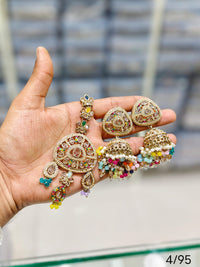 Antique Gold Plated Earring Mangtika Set
