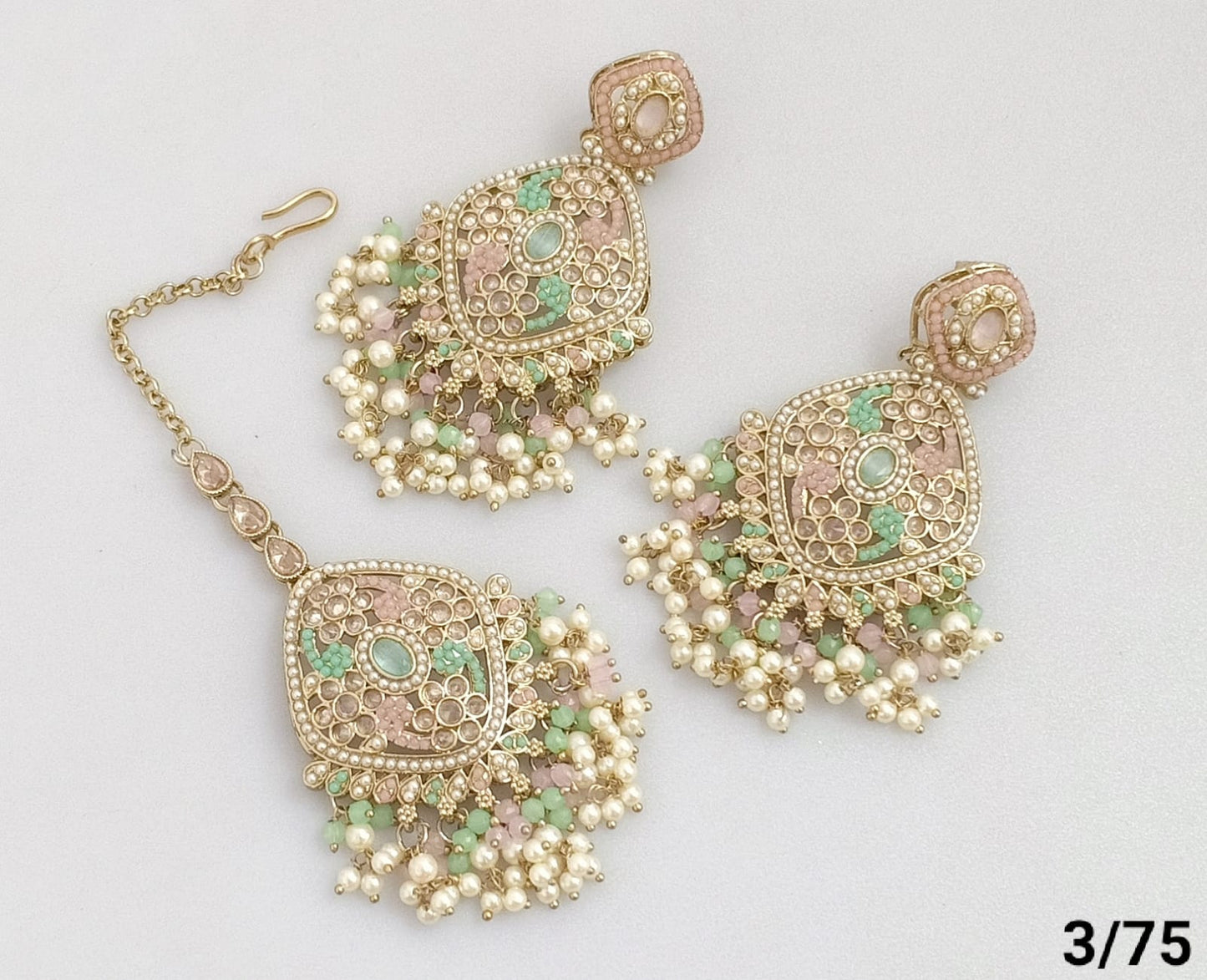 Antique Gold Plated Earring Mangtika Set