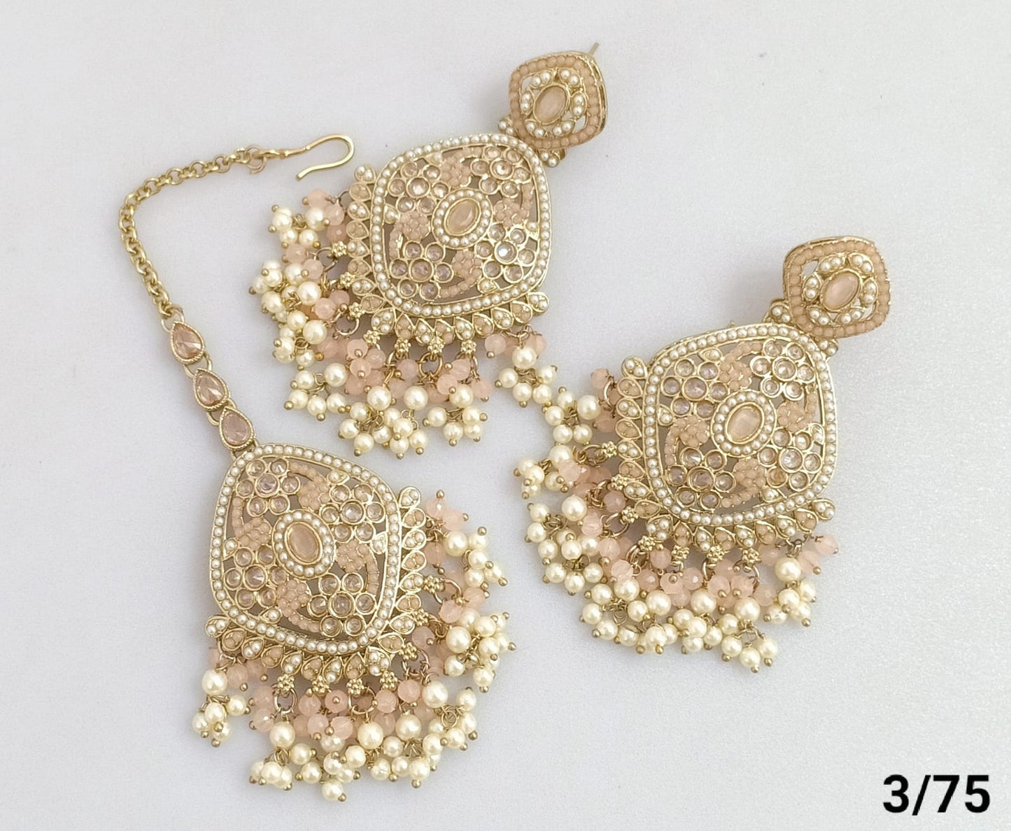 Antique Gold Plated Earring Mangtika Set