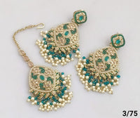 Antique Gold Plated Earring Mangtika Set
