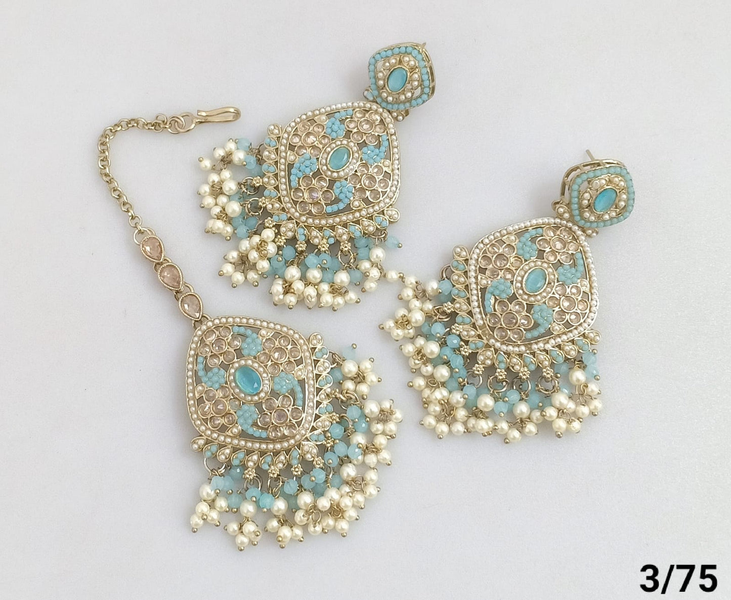 Antique Gold Plated Earring Mangtika Set