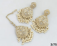 Antique Gold Plated Earring Mangtika Set