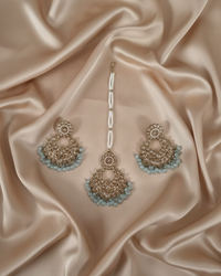 Antique Gold-Tone Earring and Maang Tikka Set For Woman & Girls