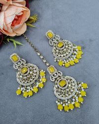 Ornate Crescent Chandbali Earrings and Maang Tikka