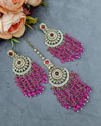 INTRICATE BEADED CHANDELIER EARRINGS & MAANGTIKKA SET