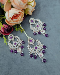 Intricate Stone-Studded Chandbali Earring & Maang Tikka Set