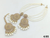 Gold-Plated Chandbalis with Triple Pearl Ear Chains