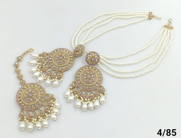 Gold-Plated Chandbalis with Triple Pearl Ear Chains