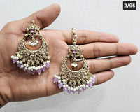Antique Gold Finish Statement Earrings and Maang Tikka